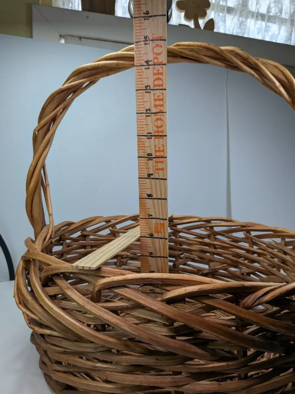 Vintage Extra Large Open Weave Wicker Basket Firm Hand Woven Gathering Basket